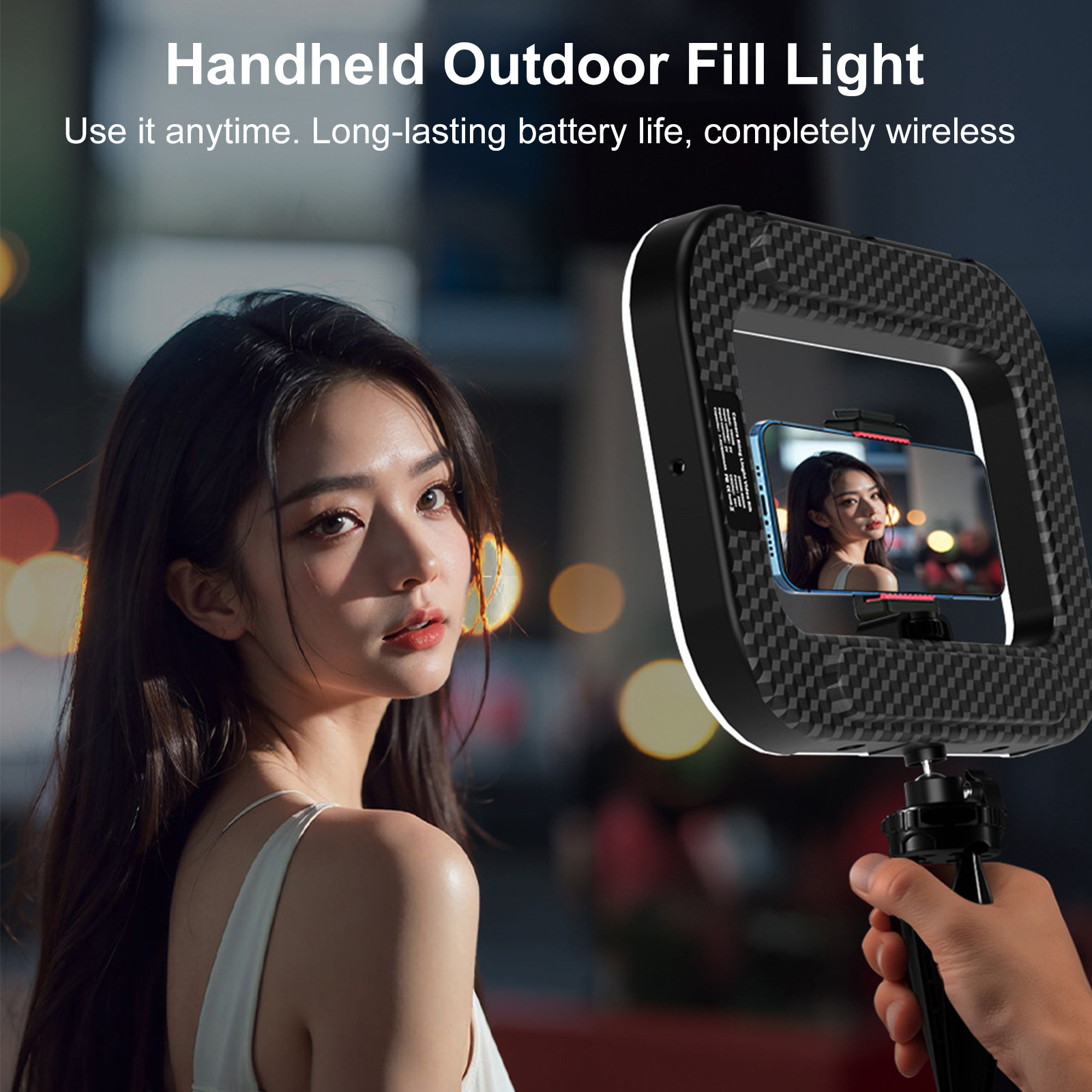 Photography Lighting System - Wiederaufladbarer Handy-Lichtstabilisator mit Telefonhalterung für Videoaufnahmen