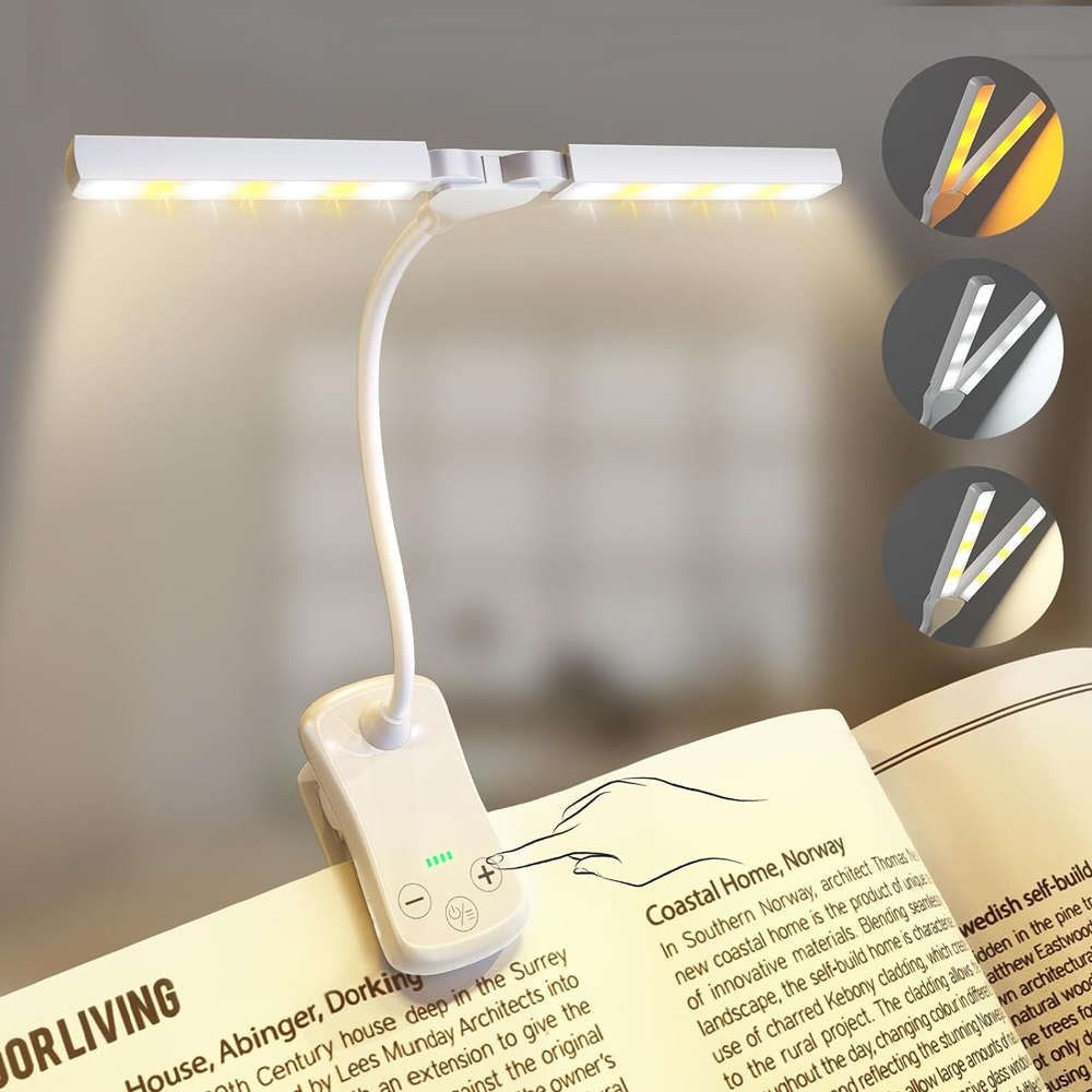 Photography Lighting Book - 14 LED-Clip-on-Buchleuchte, 3 Farben, 8 Helligkeiten,