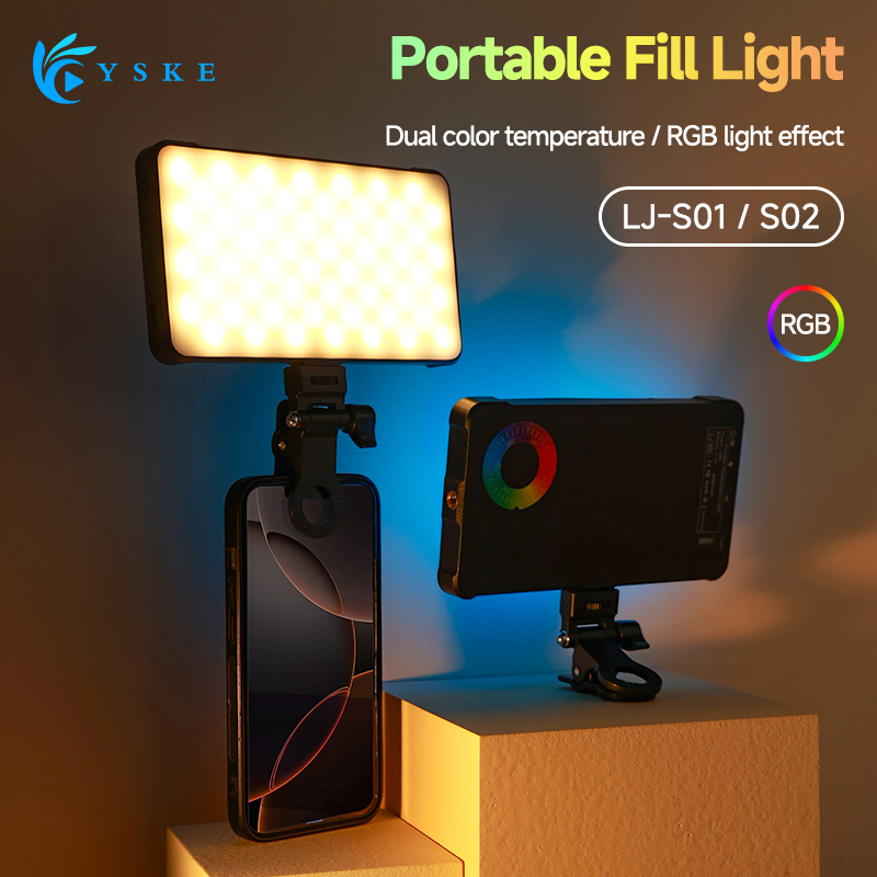 Photography Lightning - RGB-LED-Videoleuchte, gerade Tasche, Fotografie-Beleuchtungsclip für Telefon,
