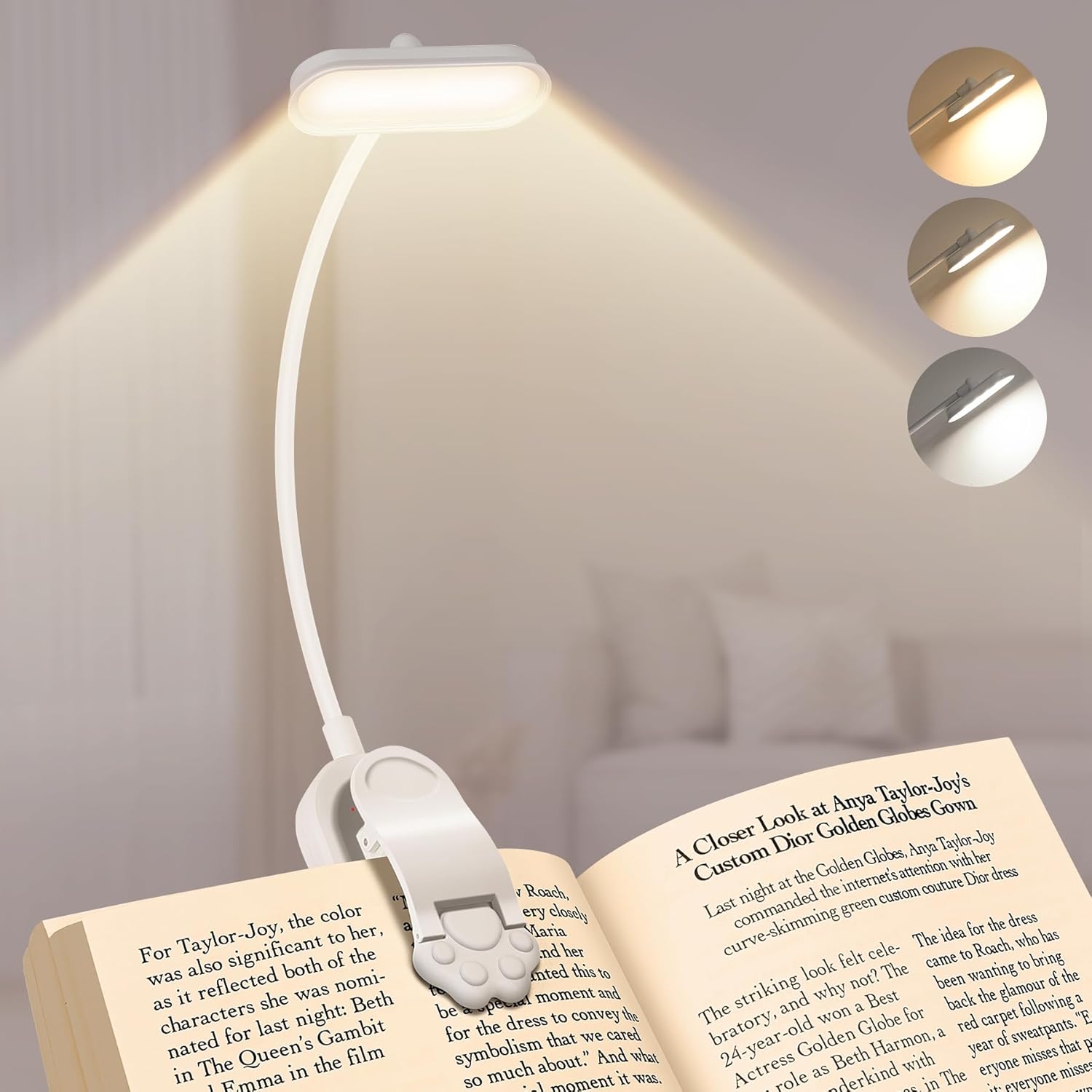 Photography Lighting Book - LED-Buchlampe USB-Aufladbare Leselampe 3-Stufen Warmweiß Kaltweiß