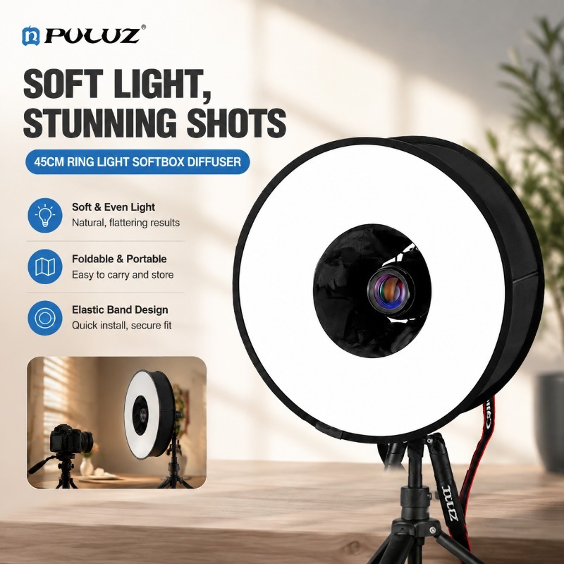 Photography Lighting Types - Faltbarer 45cm Ringblitz-Softbox aus Puluz, universeller