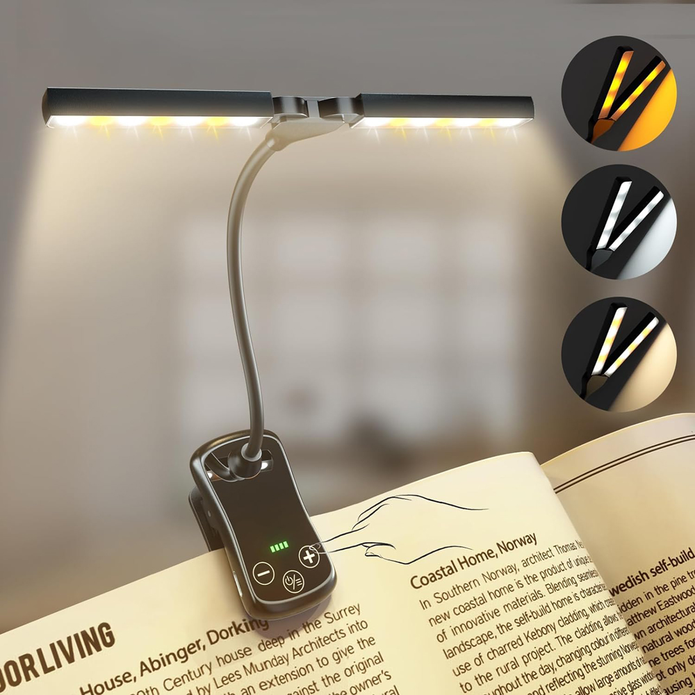 Photography Lighting Book - 14 LED-Buchleuchte zum Anklipsen, Doppelköpfe, 3