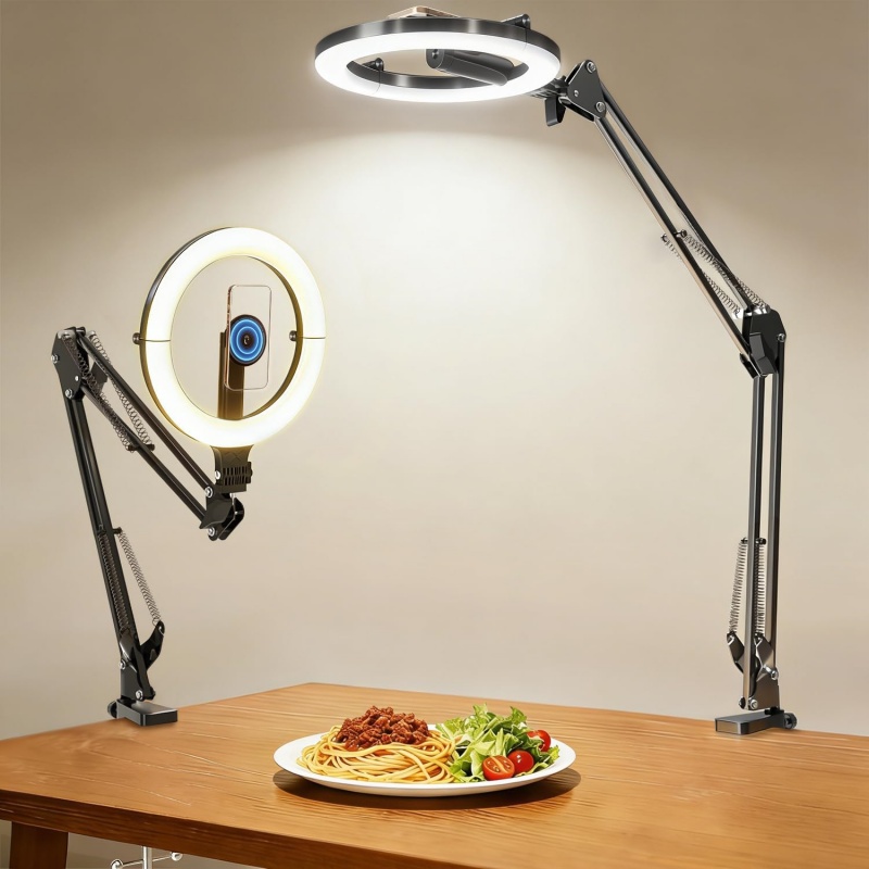 Photography Lighting System - Magnetische Overhead-Telefonhalterung mit 10-Zoll-Ringlicht, 5000 mAh